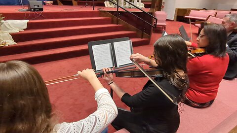 Hark the Herald Angels Sing - congregation worshiping with RBBC Strings Group (Christmas Music Night