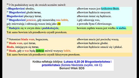 Łukasz 6,20-26 Błogosławieństwa i przekleństwa