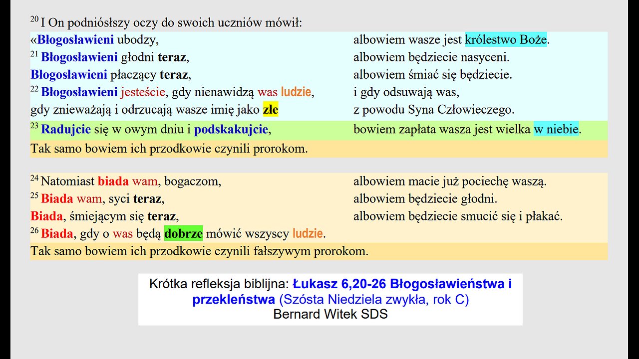 Łukasz 6,20-26 Błogosławieństwa i przekleństwa