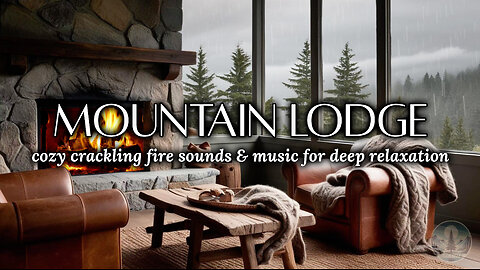 Cozy Mountain Lodge | Crackling Fire & Soft Music for Deep Sleep, Meditation & Relaxation