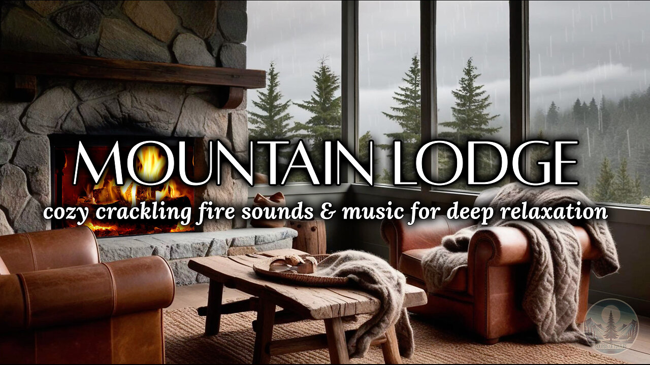 Cozy Mountain Lodge | Crackling Fire & Soft Music for Deep Sleep, Meditation & Relaxation