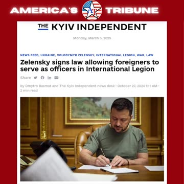 Zelensky signs law ALLOWING US CITIZENS to enlist in Ukraine Army