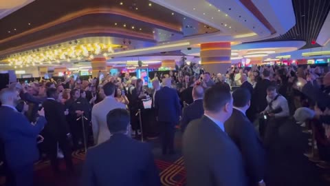 President Trump stops by the casino floor here in Las Vegas, Nevada—to say