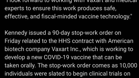 HHS Secretary RFK Jr. Pauses Contract n To Create A New COVID-19 Vaccine