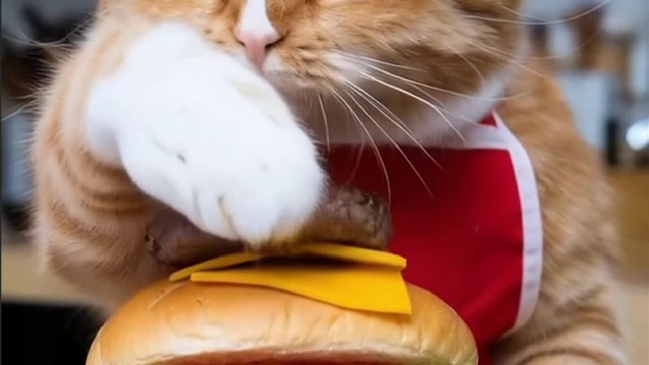 Cat Cooking & Eating a Burger! 🐱🍔 | Adorable Kitchen Fun!