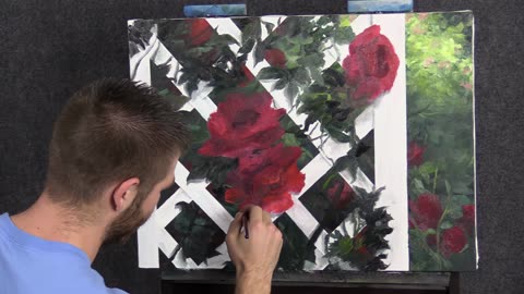 Roses on a Trellis - Oil Painting Demo - Kevin Hill