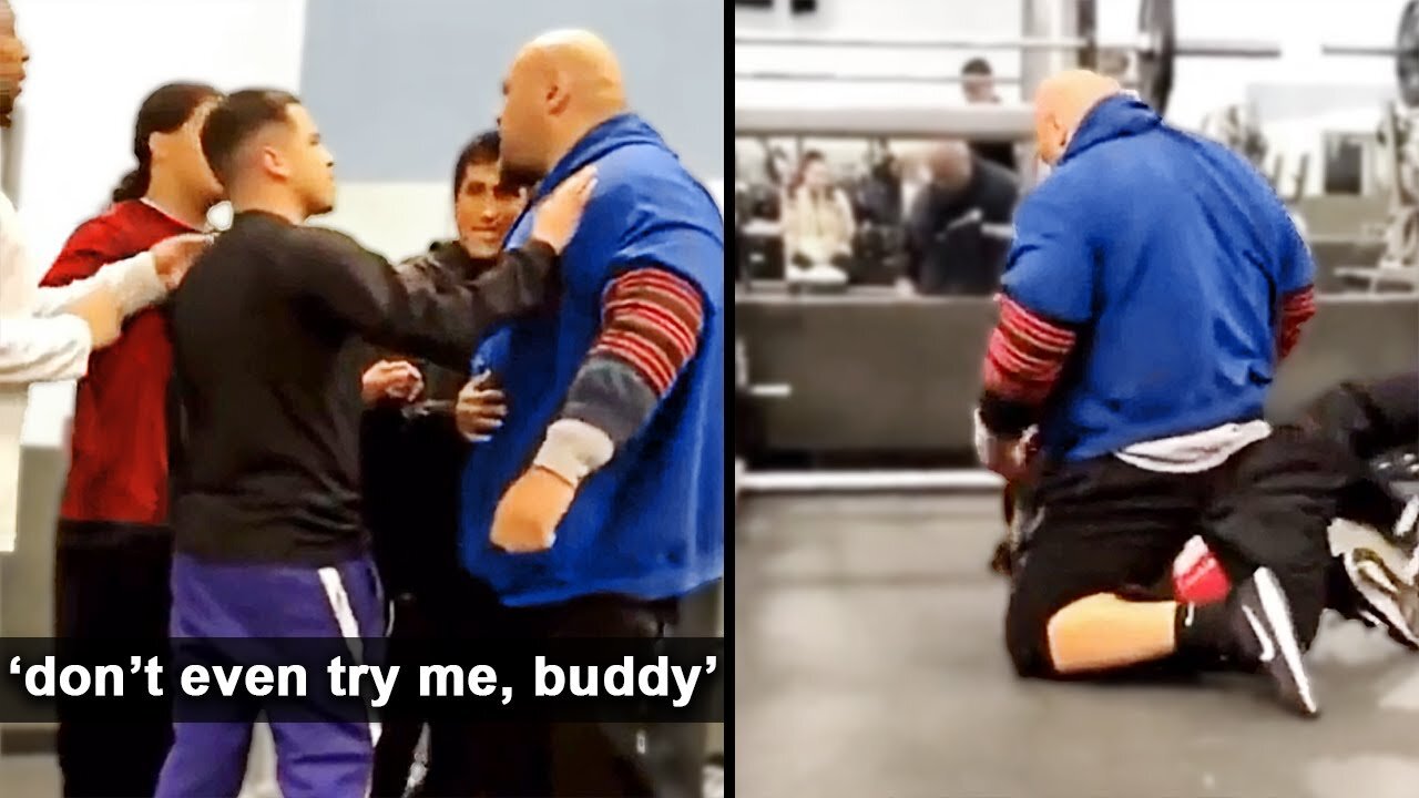 Fake "Tough Guy" FAILS To Intimidate Giant Man INSTANTLY REGRETS It...