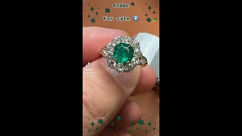 Rare old mine Colombian emerald & old mine cut diamond ring