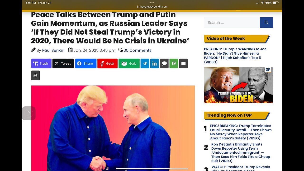 Putin Says ‘If They Did Not Steal Trump’s Victory in 2020, There Would Be No Crisis in Ukraine’