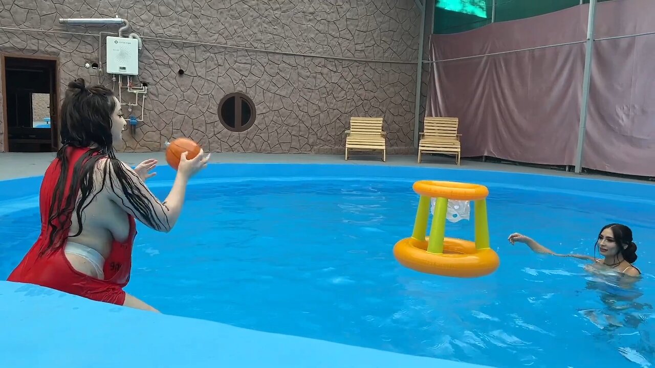 Swimming Basketball in the pool -