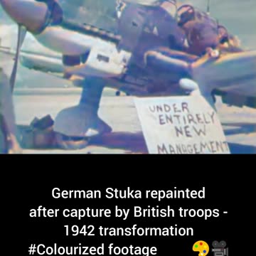 German Stuka repainted after capture by British troops 1942 transformation #Colourized
