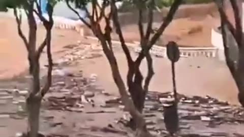 Floods due to heavy rainfall in Telde of Canary Islands, Spain