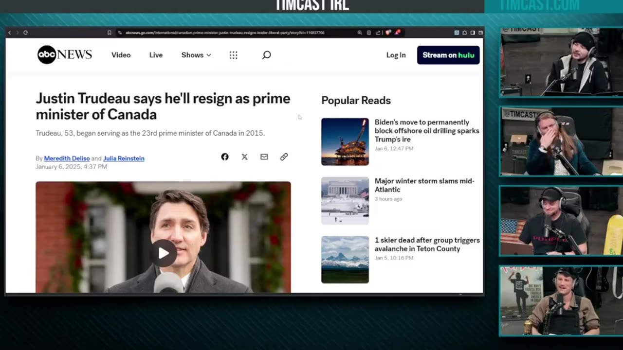 Tim Pool calls Trudeau's resignation "the end of the Castro legacy"