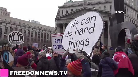 "F Trump" and "I'm Scared" signs at Anti-Trump Protest in NYC