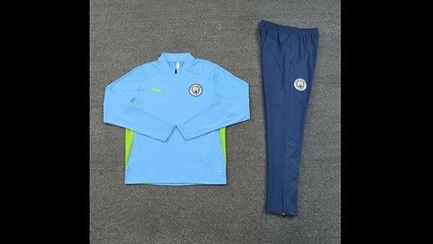 👉🏻⚽️2024/25 Manchester City Adult/Kid Blue Long Sleeve Tracksuit