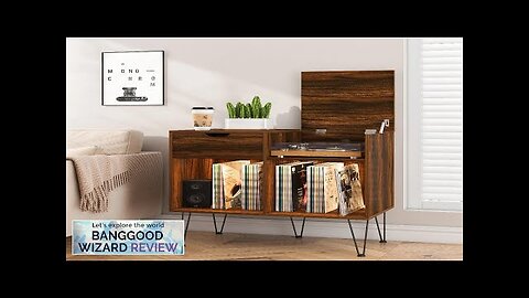 HOMMPA Record Player Stand with LED Light Large Record Player Table Review