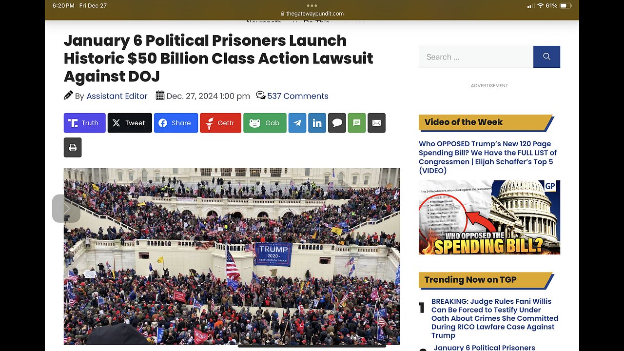 January 6 Political Prisoners Launch Historic $50 Billion Class Action Lawsuit Against DOJ