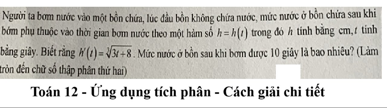 Người ta bơm nước vào một bồn chứa, lúc đầu bồn không chứa nước, mức nước ở bồn chứa sau khi bơm