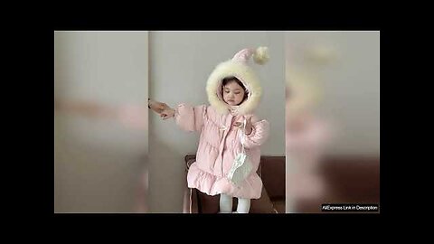 Sweet Baby Girls Down Jacket Winter Thicken Warm Fur Hooded Coat Korean Review