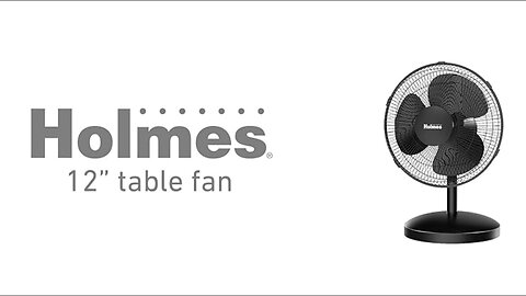 HOLMES 12" Table Fan, 75° Oscillation, 3 Speeds