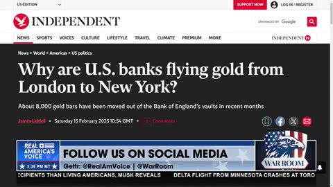 U.S. BANKS FLYING GOLD FROM LONDON TO NEW YORK