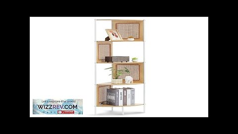 Rattan Corner Bookshelf 5-Tier Bamboo Ladder Narrow Shelf Wall Corner Rack Review