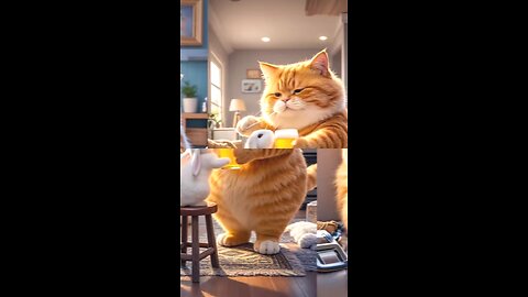 viral short cat make a rabbit 🐇