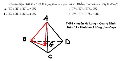 THPT chuyên Hạ Long – Quảng Ninh: Cho tứ diện ABCD có G là trọng tâm tam giác BCD. Khẳng định đúng