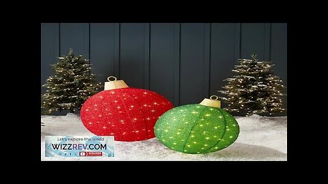 2pc Large Outdoor Christmas Ornament Set Lighted Pop-Up Ball Holiday Decoration Review