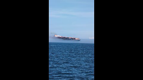 Container ship coming out of the fog…