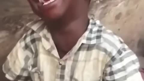 African boy crying then laughing crazy