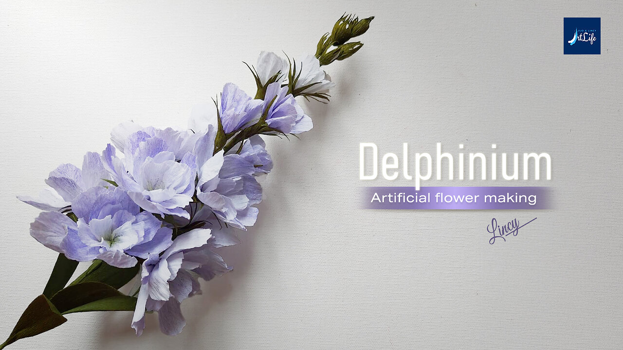 Delphinium | Crepe paper flower making | Artificial flower making