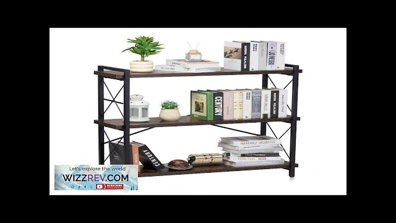 Metal Bookshelf Rustic Bookshelf 3-Tier for Living room Bedroom & Office Review