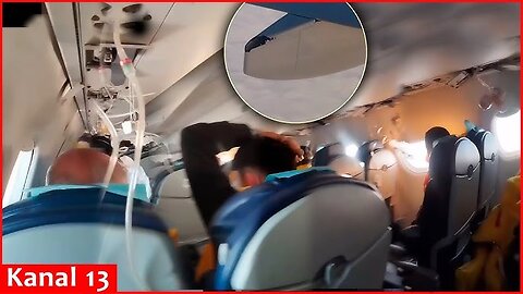 Video footage shared by passengers from inside the crashed plane in which 38 people died