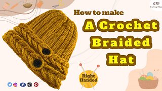 How To make a crochet braided hat ( Right handed )