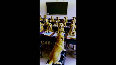 Dogs are in the school