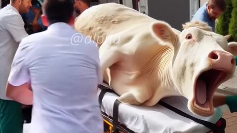 Pregnant cow rescued by doctors from city road #humanity #rescueanimals #cow #veternary #animals