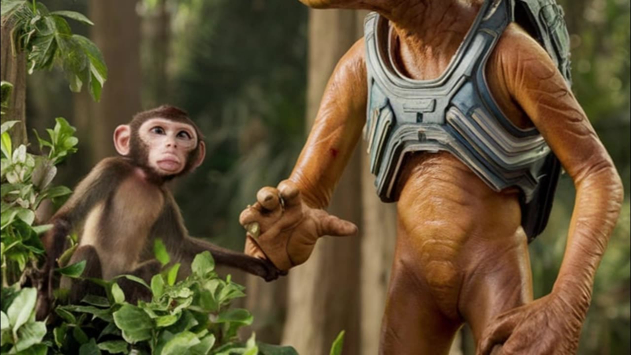 O ETE e o pequeno macaco ferido.