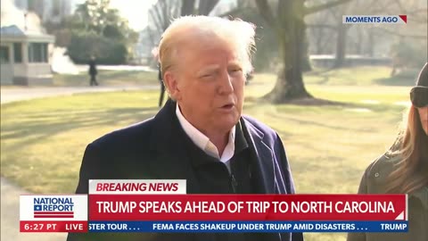 President Trump is on his way to North Carolina and Los Angeles, California to tour the damage