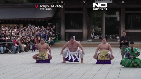 NO COMMENT: El campeón de sumo inicia la temporada con un ritual tradicional en el Santuario Meiji