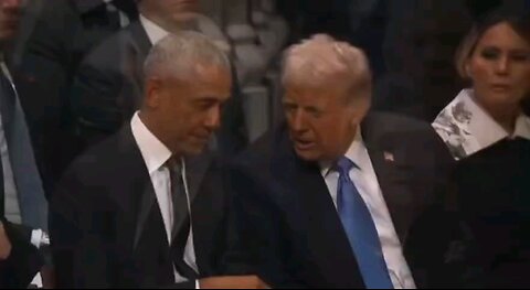 Obama chuckles as Trump whispers in his ear. WOW. I’d love to hear what they’re saying.