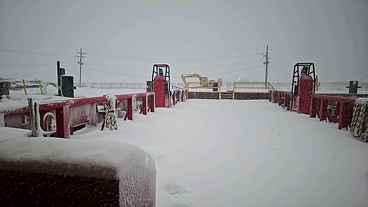 Heavy snow in the boat in Port Fourchon, Louisiana