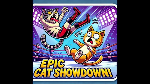 "Epic Cat Showdown: One Kitty Dropkicks the Other in WWE Wrestling Style!"