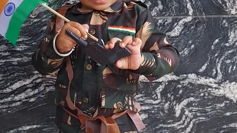 Baby laugh ware in military dresss