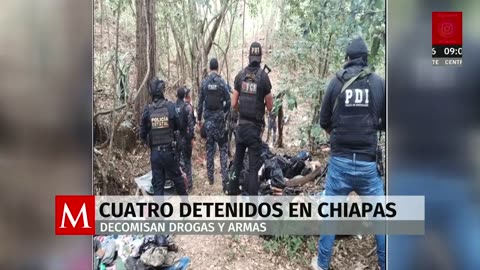 Tras una revisión al transporte de pasajeros, encuentran armamento en Chiapas; hay 4 detenidos