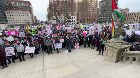 Rep. Matt Maddock Storming Through 50501 Movement Protest in Lansing, Michigan - Feb 5, 2025