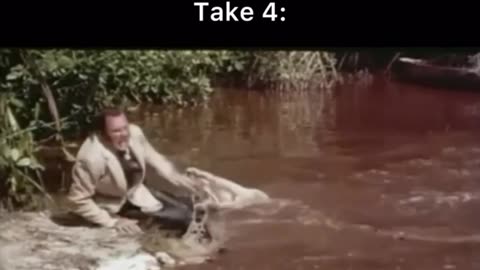 The infamous crocodile scene in the James Bond film “Live and Let Die” in 1973.