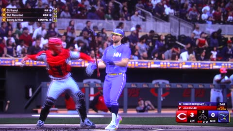 MLB The Show: Cincinnati Reds vs Minnesota Twins (S9 G105 5 Straight Strikeouts)