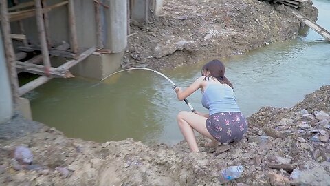 Fishing _ The Girl Fishing by the Drain