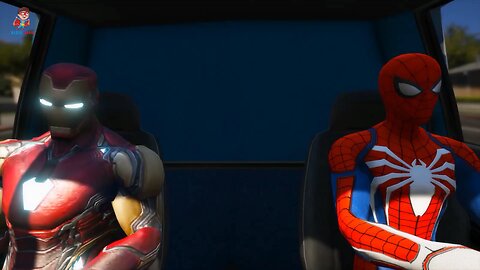 Children's educational animation superhero Spiderman superman Car driving Avenger